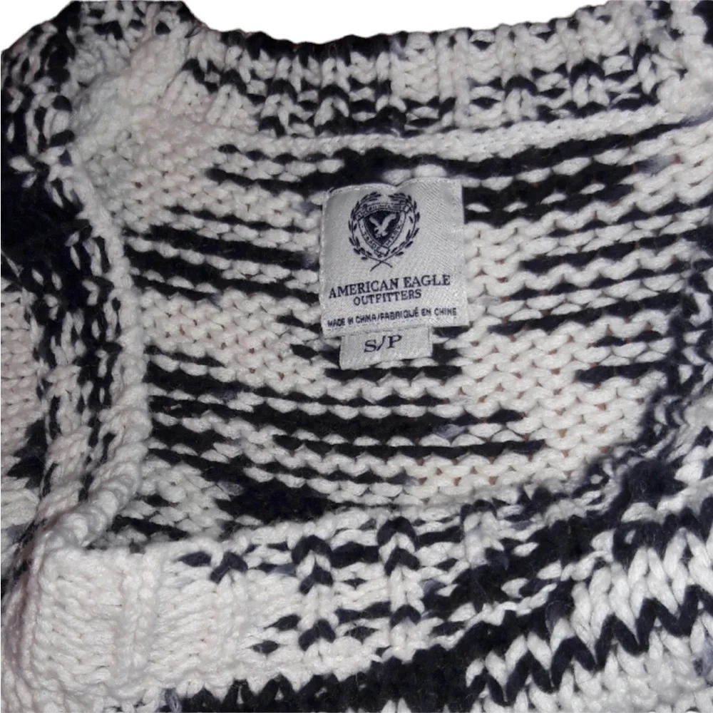 American eagle outfitters knit sweater navy cream size small petite - Picture 7 of 8